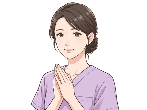 おだやかな表情の助産師のイラスト。